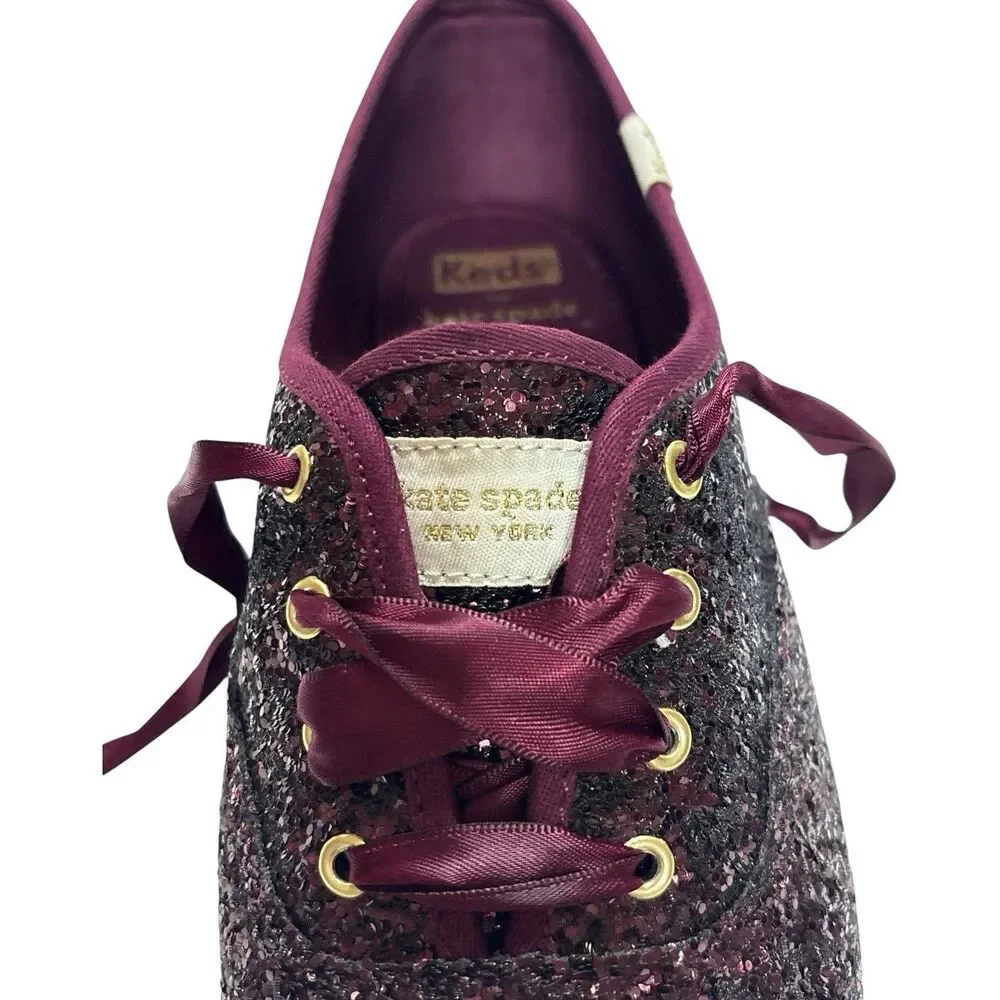 Keds Kate Spade New York Deep Cherry Glitter Sneakers Women’s Shoes Size 8.5